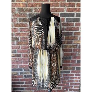 Adelyn Rae Animal Print Dress - Zebra Tiger Snake Print Sheer Long Sleeve Size M